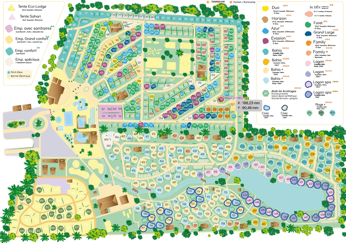 Plan du camping Yellow Village! Le Jard 