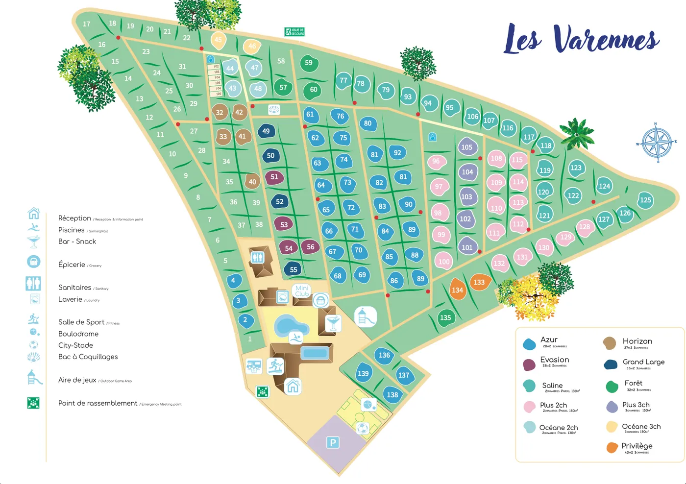 Plan du camping Les Varennes
